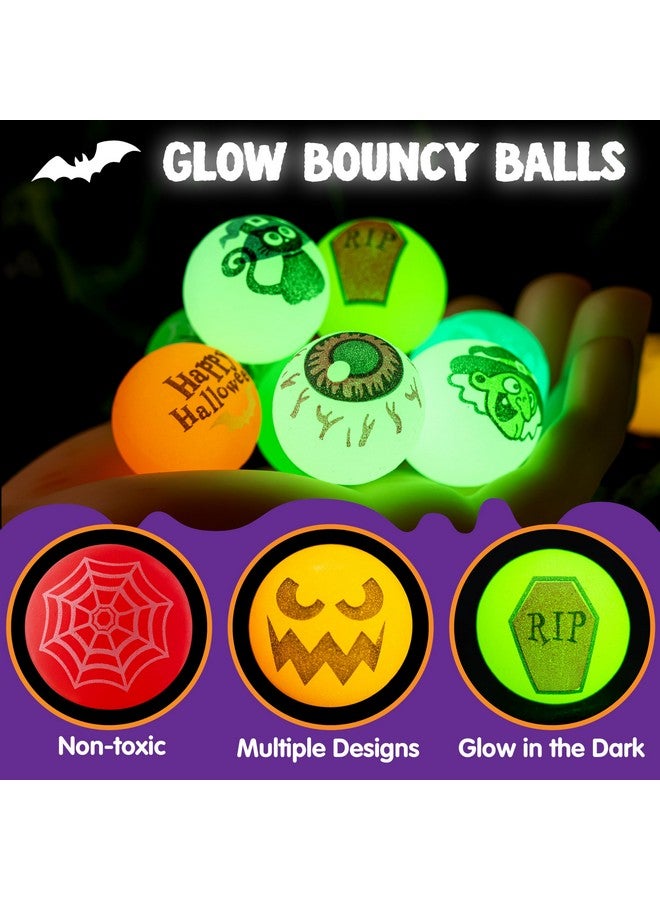 24 Pcs Glow Halloween Bouncing Balls, Glowing Bouncy Ball Halloween Toys For Kids Gift, Halloween Party Favors Bounce Ball Goodie Bag Fillers, Trick Or Treats Classroom Exchange Prizes