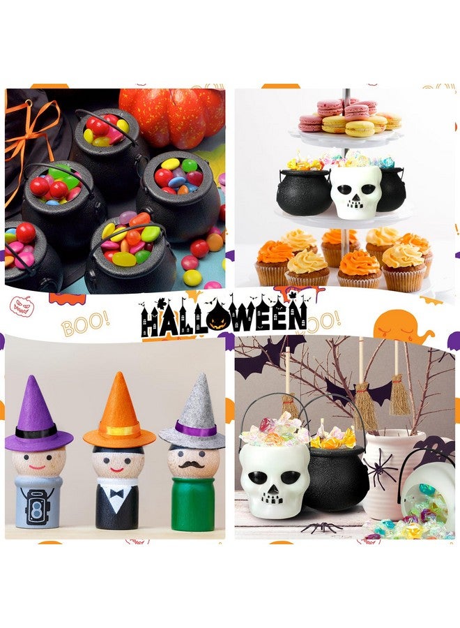 12 Pcs Halloween Mini Witch Hats Candy Cauldron Mini Broom Witch Craft Miniatures Wizard Accessory For Halloween Decorations (Novel Style)