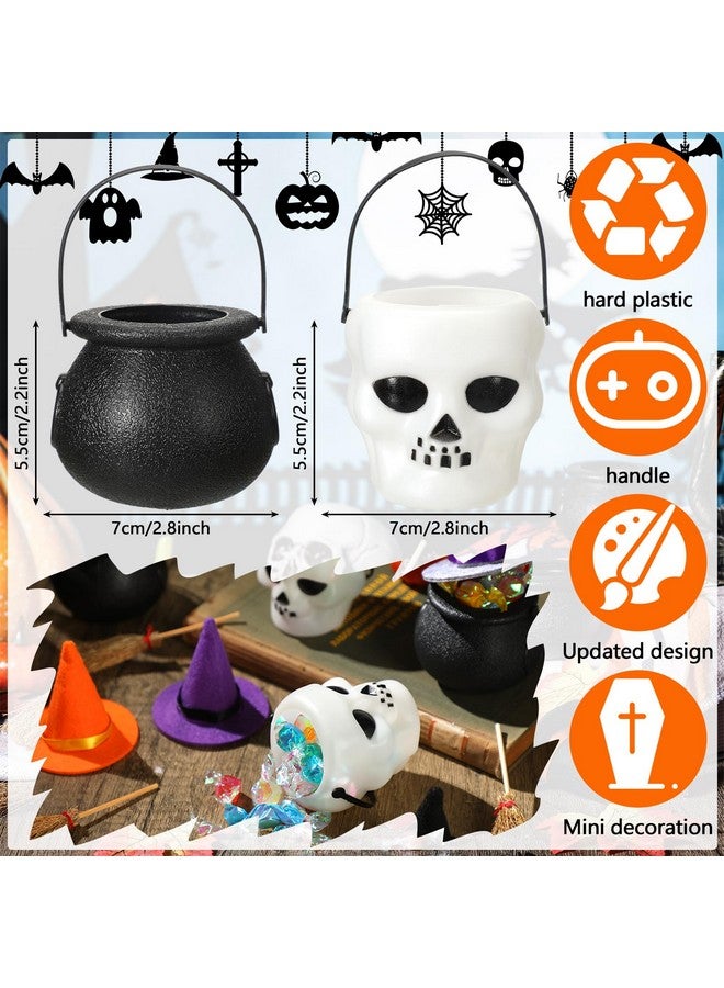 12 Pcs Halloween Mini Witch Hats Candy Cauldron Mini Broom Witch Craft Miniatures Wizard Accessory For Halloween Decorations (Novel Style)