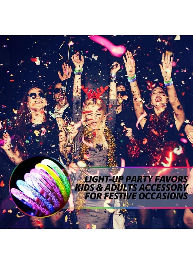 Novelty Place 12Pcs LED Bracelets Set  Party Supplies Favors Light Up Toys Supplies for Thanksgiving Christmas Birthday  Glow Accessory for Kids and Adults  6 Color