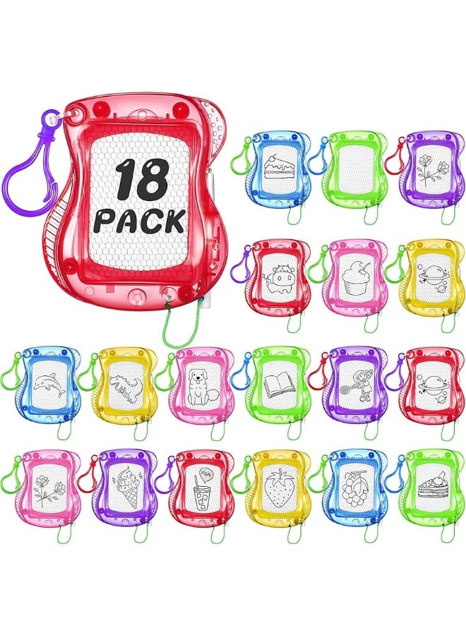 18 Pcs Mini Magnetic Drawing Board for Kids, Backpack Keychain Clip Drawing Boards, Sketch Erasable Doodle Birthday Party Favors Small Writing Mini Magnet Board for Classroom Rewards (Multi Colors)