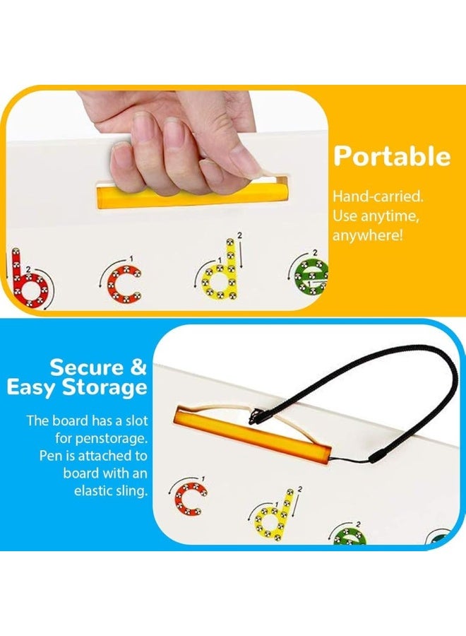 CozyBomBâ„¢ Double Sided Magnetic Letter Board - 2 in 1 Alphabet Magnets Tracing Board for Toddlers ABC Letters Uppercase & Lowercase Practicing