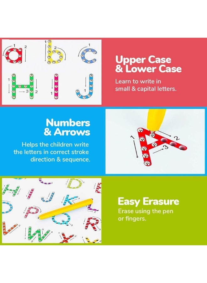CozyBomBâ„¢ Double Sided Magnetic Letter Board - 2 in 1 Alphabet Magnets Tracing Board for Toddlers ABC Letters Uppercase & Lowercase Practicing