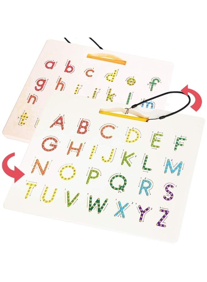 CozyBomBâ„¢ Double Sided Magnetic Letter Board - 2 in 1 Alphabet Magnets Tracing Board for Toddlers ABC Letters Uppercase & Lowercase Practicing