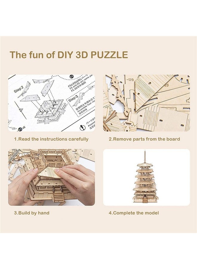 3D Puzzles For Adults, Wooden Model Kits For Adults To Build, Gift On Birthday Christmas - Five-Storied Pagoda (275 Pcs)