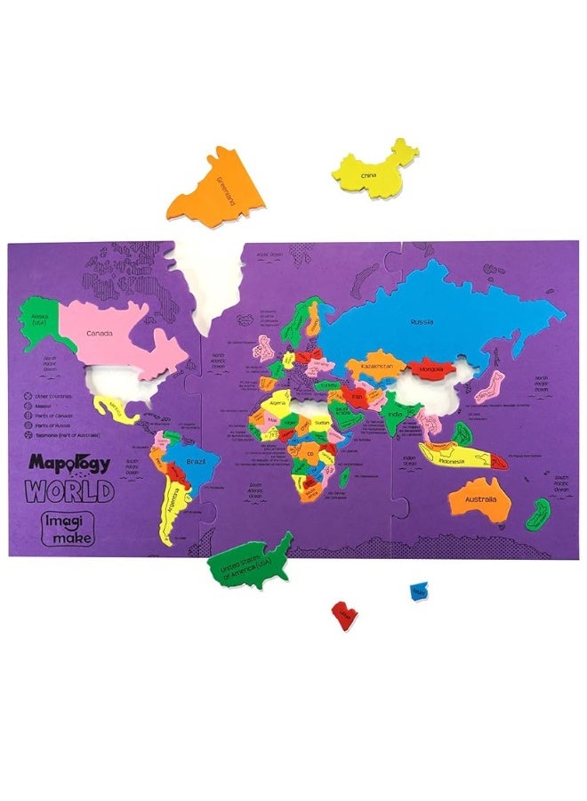 Imagimake Mapology World Map Puzzle | Educational Toys for Kids 5-7 | Puzzles for Kids Ages 4-8 | Map of The World | 6 Year Old Boy Gifts & Girl Gifts