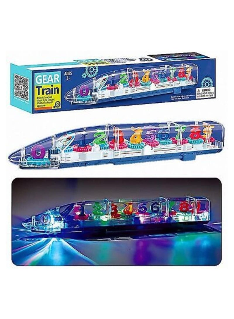 Transparent 3D Train 360 Degree Rotation Sound & Light Toy for 2-5 Years Kids Hand-Eye Coordination and Intellectual Development