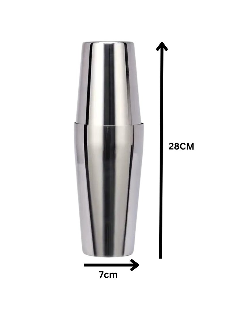 Liying Stainless Steel Boston Cocktail Shaker 750ml, Drink Mixer with Built-in Strainer for Mixing Drinks Margaritas (Silver)