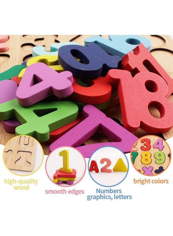 Colorful Wooden Puzzle Set Featuring 3D Capital Alphabets, Numbers, And Shapes| Abcd Puzzle Set | Learning Educational Board For Kids (Alphabets, Numbers & Shapes)