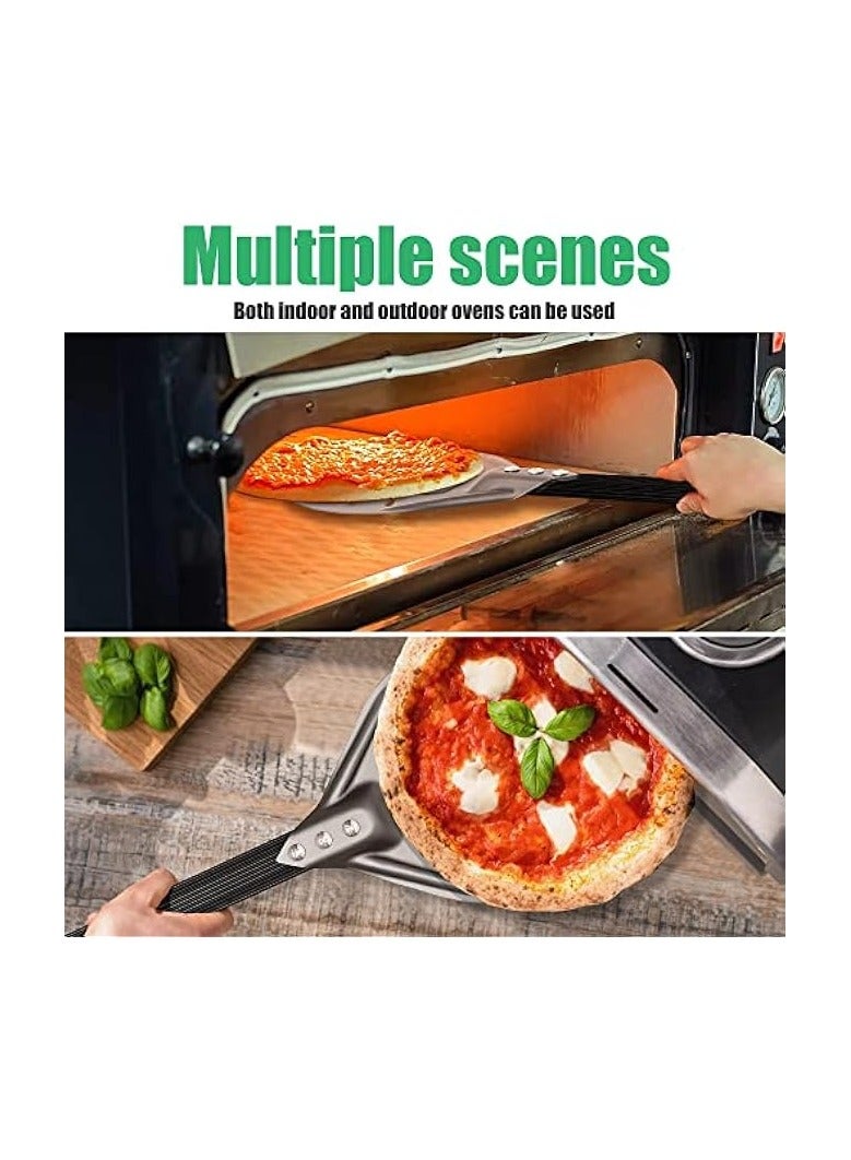 Pizza Turning Peel, 7 Inch Round Aluminum Perforated Pizza Peel Turner with Metal Handle Pizza Paddle for Homemade Pizza Oven Accessories