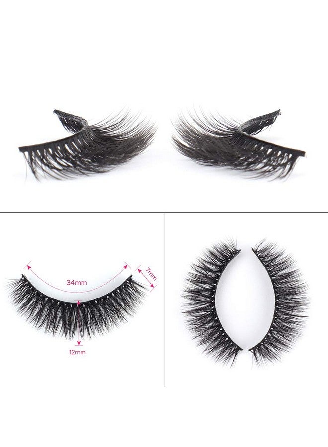 False Eyelash, Eye Makeup Lash 3D Faux Mink Fake Eyelash Long Natural Eyelashes 3 Pairs With 5G False Eyelash Glue (Cs14)