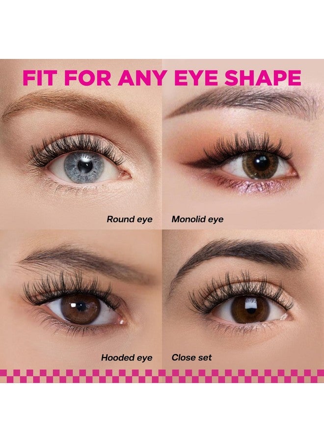 False Eyelash, Eye Makeup Lash 3D Faux Mink Fake Eyelash Long Natural Eyelashes 3 Pairs With 5G False Eyelash Glue (Cs31)