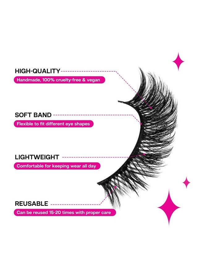 False Eyelash, Eye Makeup Lash 3D Faux Mink Fake Eyelash Long Natural Eyelashes 3 Pairs With 5G False Eyelash Glue (Cs31)