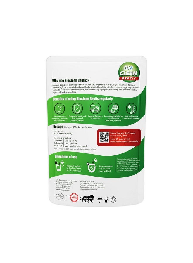 Bioclean Septic Tank Cleaner Powder |Reduces Sludge Build-Up| Odour Removing Effective Bacteria| Septic Tank Cleaner Bacteria Powder Prevents Backflow & Overflow |Eco-Friendly|1 Pack (250 Gm)