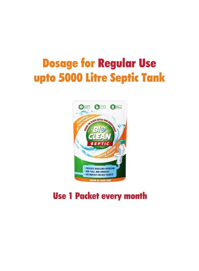 Bioclean Septic Tank Cleaner Powder |Reduces Sludge Build-Up| Odour Removing Effective Bacteria| Septic Tank Cleaner Bacteria Powder Prevents Backflow & Overflow |Eco-Friendly|1 Pack (250 Gm)