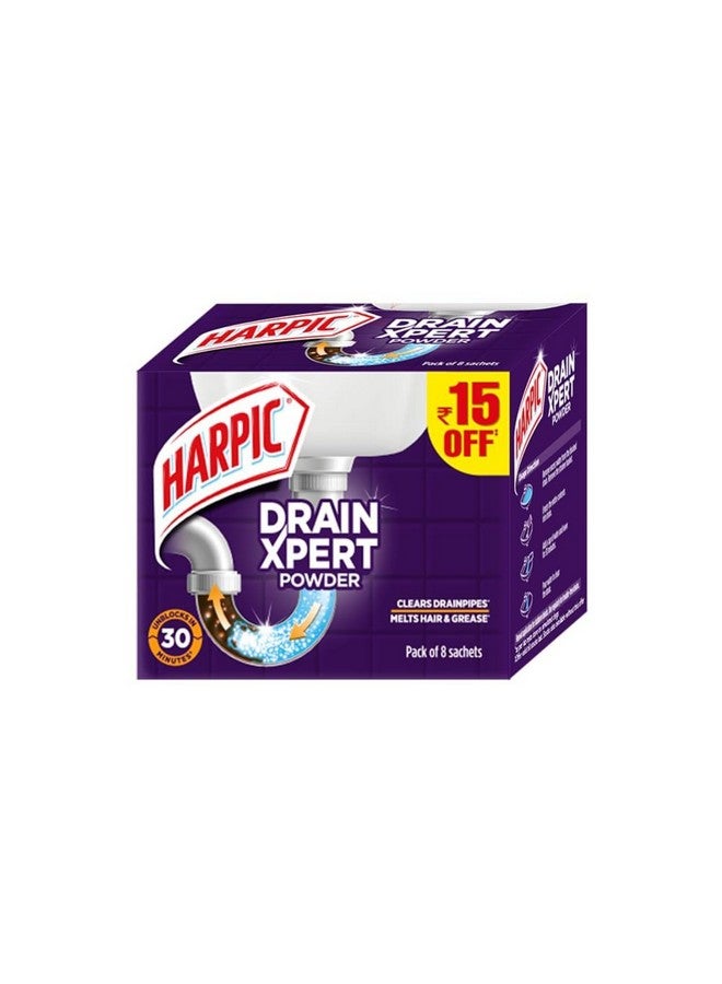 (50G X 8), Drainxpert Drain Cleaner Powder | Effective Sink Cleaner, Drain Blockage Remover, Drain Pipe Cleaner