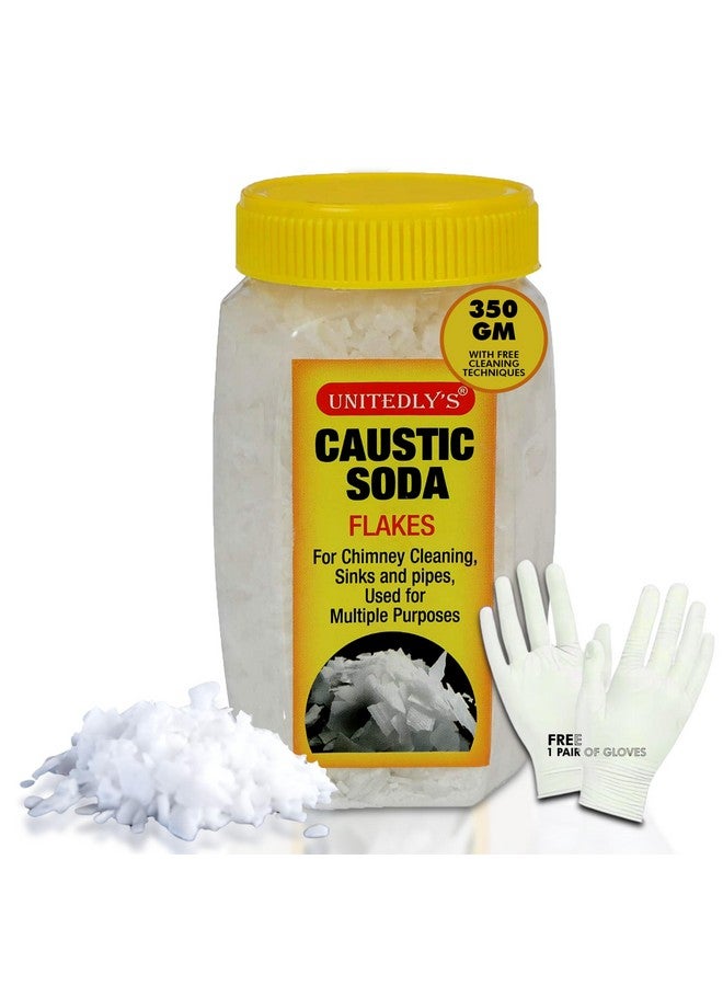 Caustic Soda Drainage Block Remover 350G With Gloves | Chimney, Drain & Sink Cleaner | Fast-Acting, Non-Toxic & Odorless Drain Cleaner Flakes | Swift Pipe Cleaner