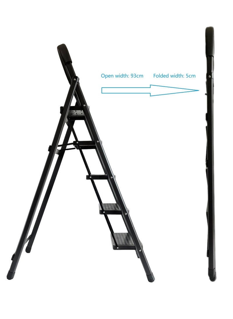 5 Steps Ladder，Foldable Ladder 5 Steps，Home Ladder 5 Step（Black）