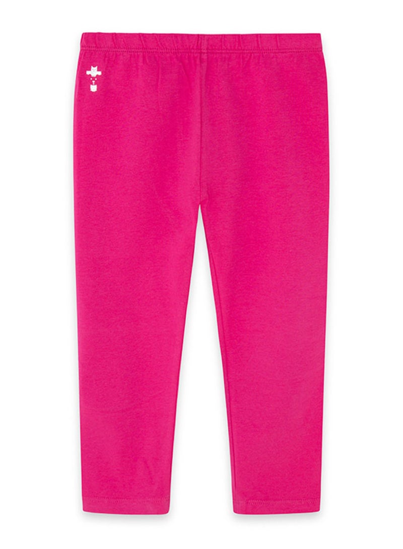 Casual and Sporty Style Fuchsia 100% Cotton Leggings for Girls