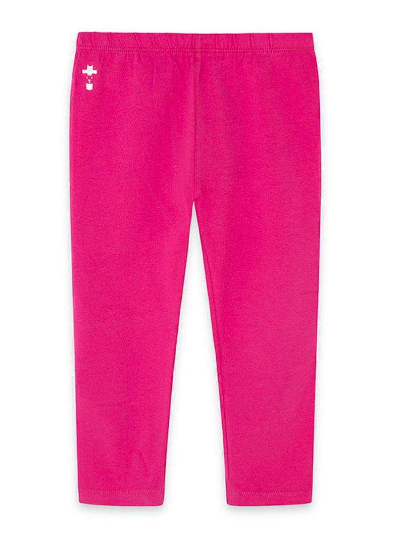 Casual and Sporty Style Fuchsia 100% Cotton Leggings for Girls