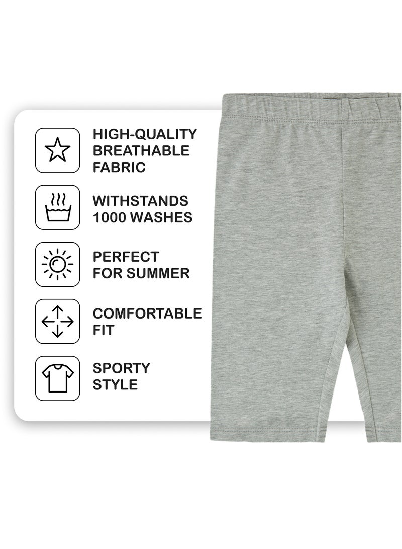 Soft and Comfortable Light Grey Cotton Cycling Shorts for Girls