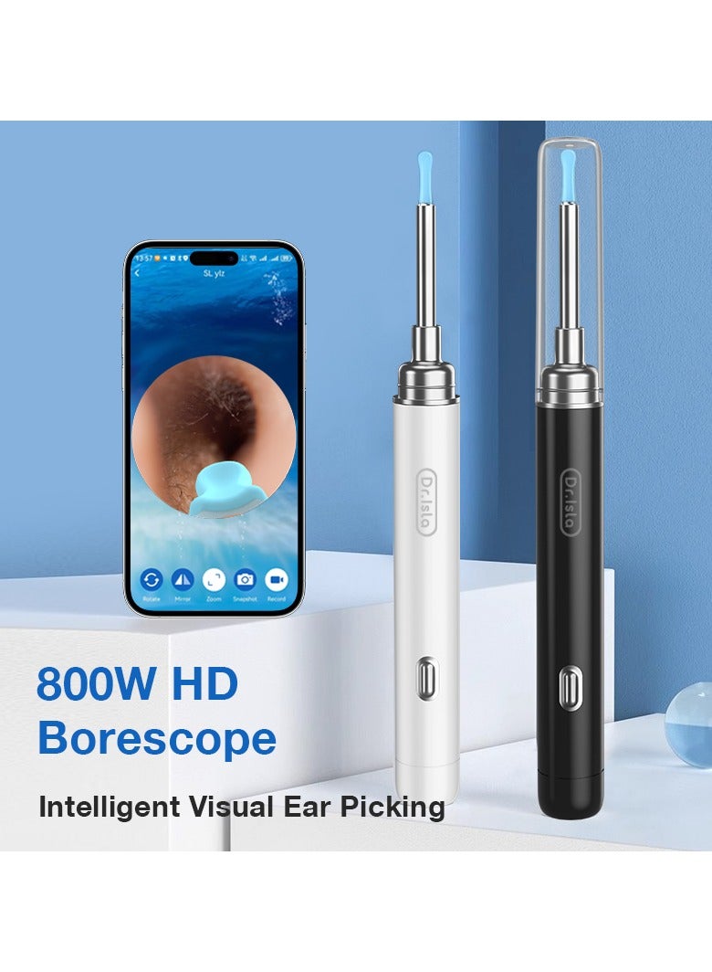 Dr.isla P8 Ear Wax Removal Ear Cleaner with Camera Wireless Intelligent Visual Ear Picker 800W HD Otoscope with 6 LED Lights Ear Cleaning Tool for iOS & Android