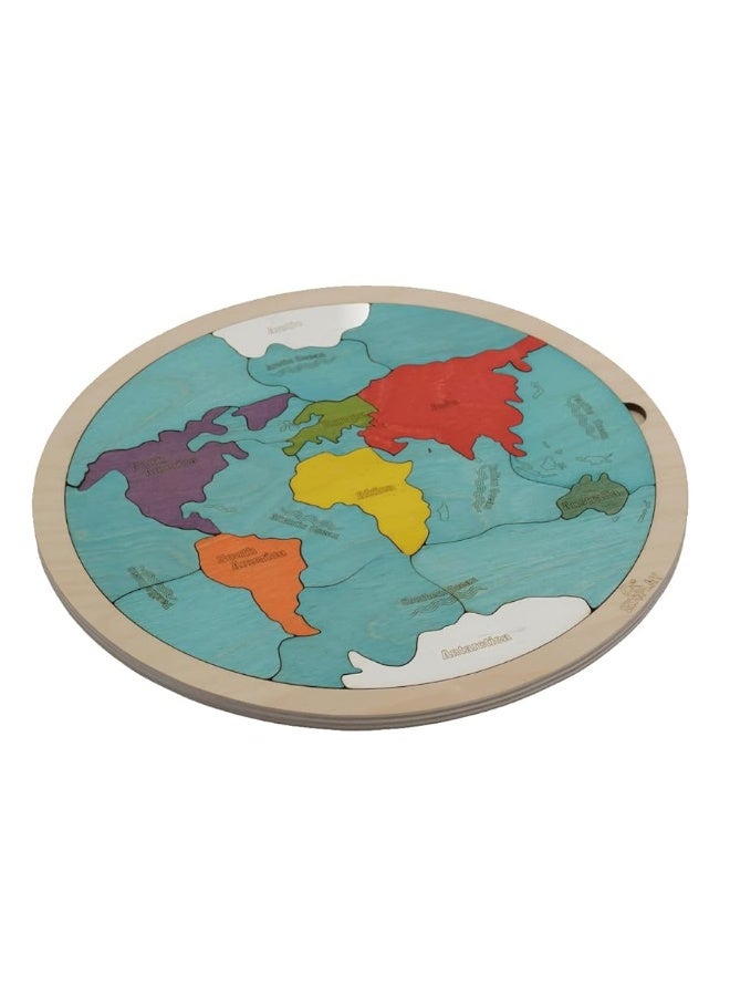 7 Continents  5 Oceans of The Earth Wooden Jigsaw Puzzle for Kids  21 Puzzle Pieces  Learning  Educational Toy Gift for Boys  Girls Ages 3 Years and Above