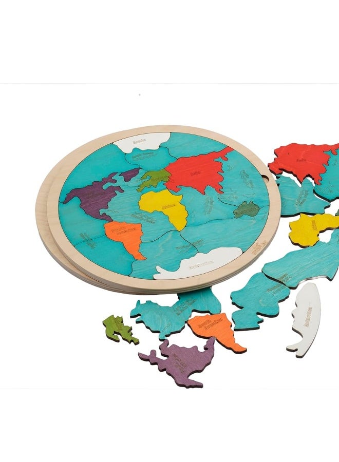 7 Continents  5 Oceans of The Earth Wooden Jigsaw Puzzle for Kids  21 Puzzle Pieces  Learning  Educational Toy Gift for Boys  Girls Ages 3 Years and Above