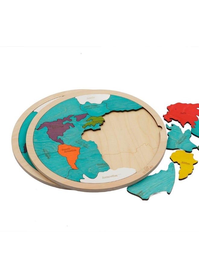 7 Continents  5 Oceans of The Earth Wooden Jigsaw Puzzle for Kids  21 Puzzle Pieces  Learning  Educational Toy Gift for Boys  Girls Ages 3 Years and Above