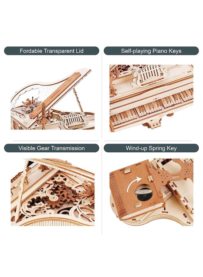 RoWood 3D Puzzles for Adults Wooden Magic Piano Model Kits Mechanical Wooden Puzzles Gifts for Adults Puzzle Music Box for Adults TeensFriends