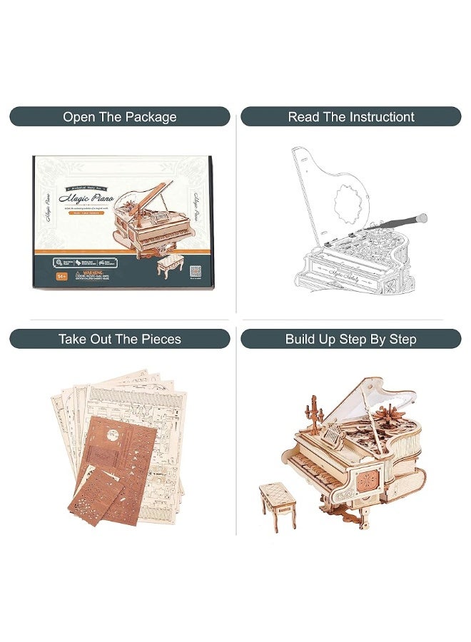 RoWood 3D Puzzles for Adults Wooden Magic Piano Model Kits Mechanical Wooden Puzzles Gifts for Adults Puzzle Music Box for Adults TeensFriends