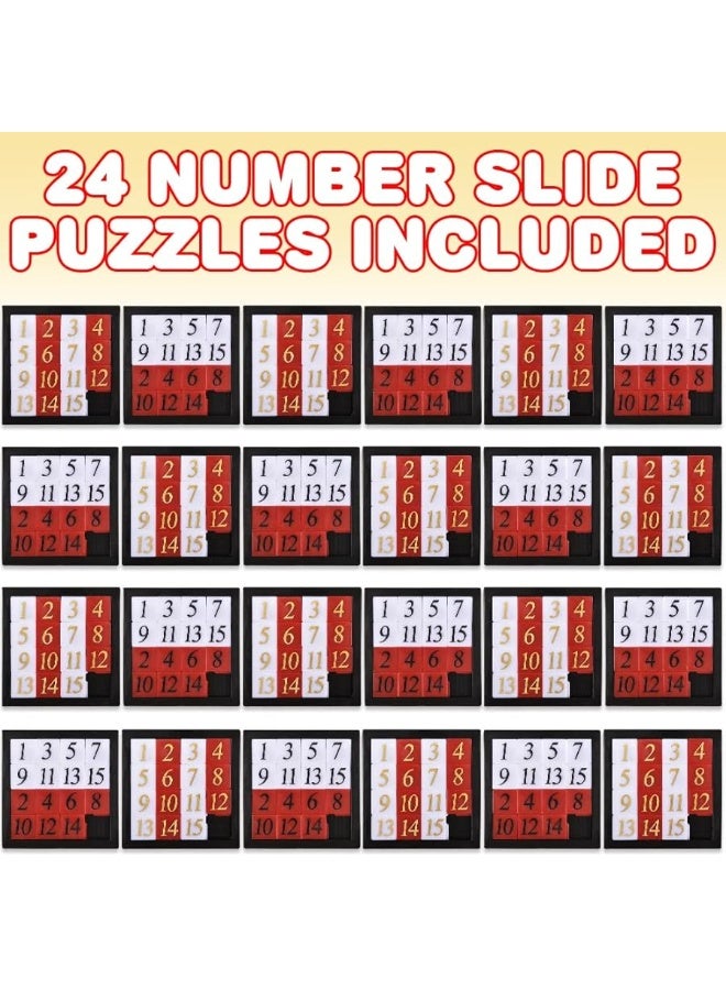 Gamie Number Slide Puzzles for Kids, Set of 24, Pocket-Sized Brain Teaser Puzzles, Number Learning Educational Toys for Kids, Great as Goodie Bag Stuffers, Party Favors, and Teacher Awards