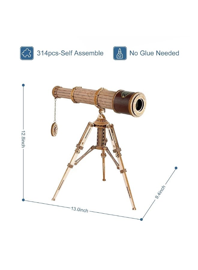 Rowood Telescope 3D Puzzles for Adults, DIY Wooden Model Building Kit, Christmas Birthday Gift for Kids Teens