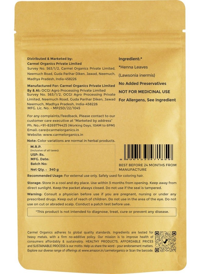 Henna Leaves Powder (340 Grams) For Hair Color| No Added Color & Preservatives | Marudhani Podi/Mardhani Podi/Mehandi | Lawsonia Inermis