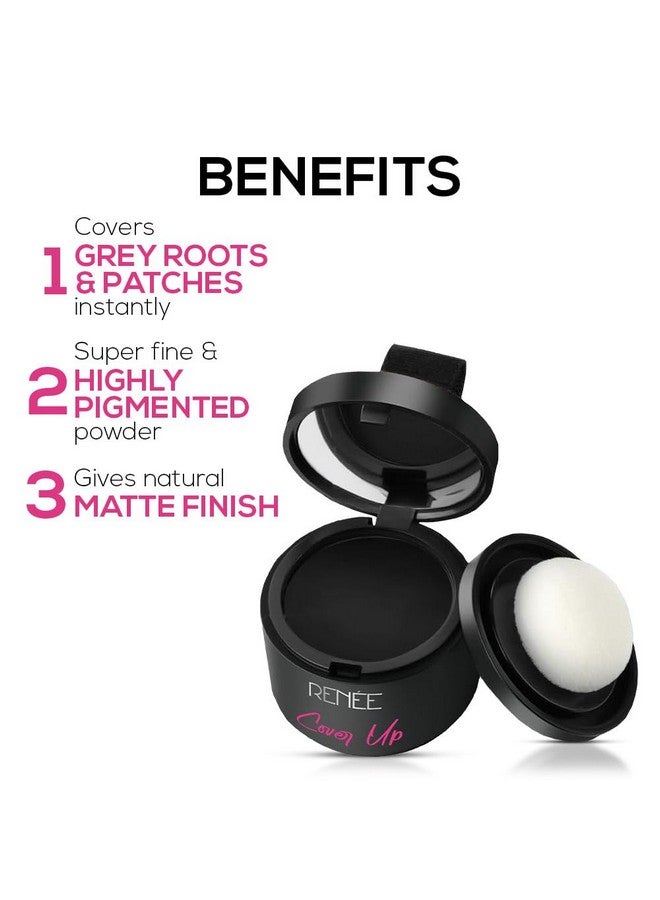 Cover-Up Hair Powder- Black, Helps Cover Grey Roots & Bald Spots Instantly, Highly Pigmented, Fuller And Denser, Long-Lasting & Matte Finish, Super-Fine Powder For Flawless Application, 4Gm