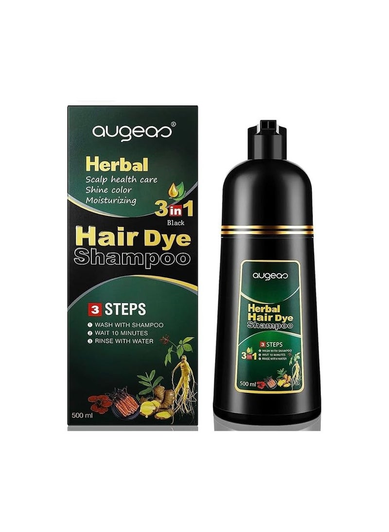 Dark Brown Hair Dye Shampoo for Gray Hair Augeo Instant Hair Color Shampoo 3 in 1 for Women and Men