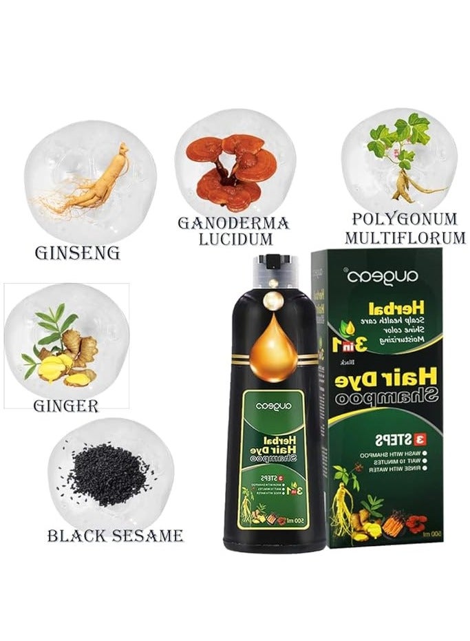Dark Brown Hair Dye Shampoo for Gray Hair Augeo Instant Hair Color Shampoo 3 in 1 for Women and Men