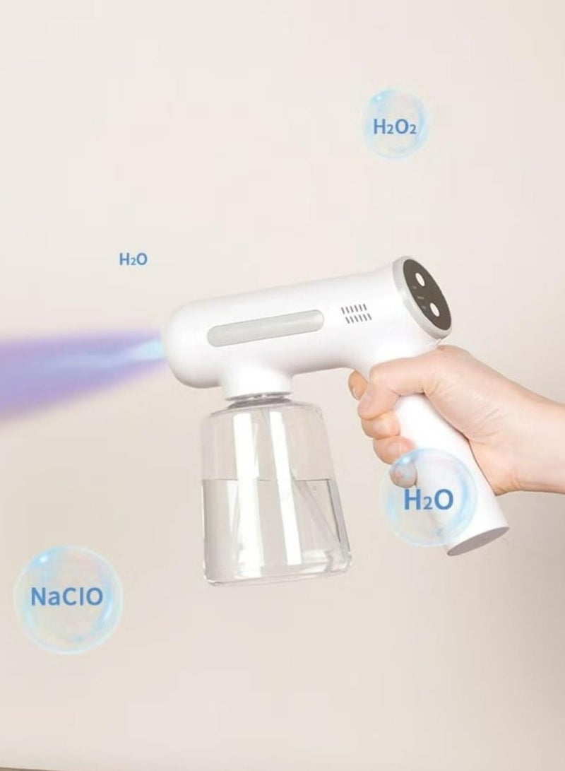 Atomizer Spray Gun with 400 ml Bottle Capacity Super Long Range Wireless and Portable 3 Gear Spray Modes User Friendly White