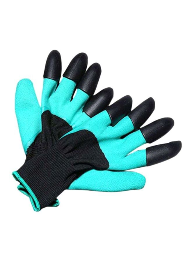 Pair Of Garden Planting Gloves Blue/Black 24x12cm