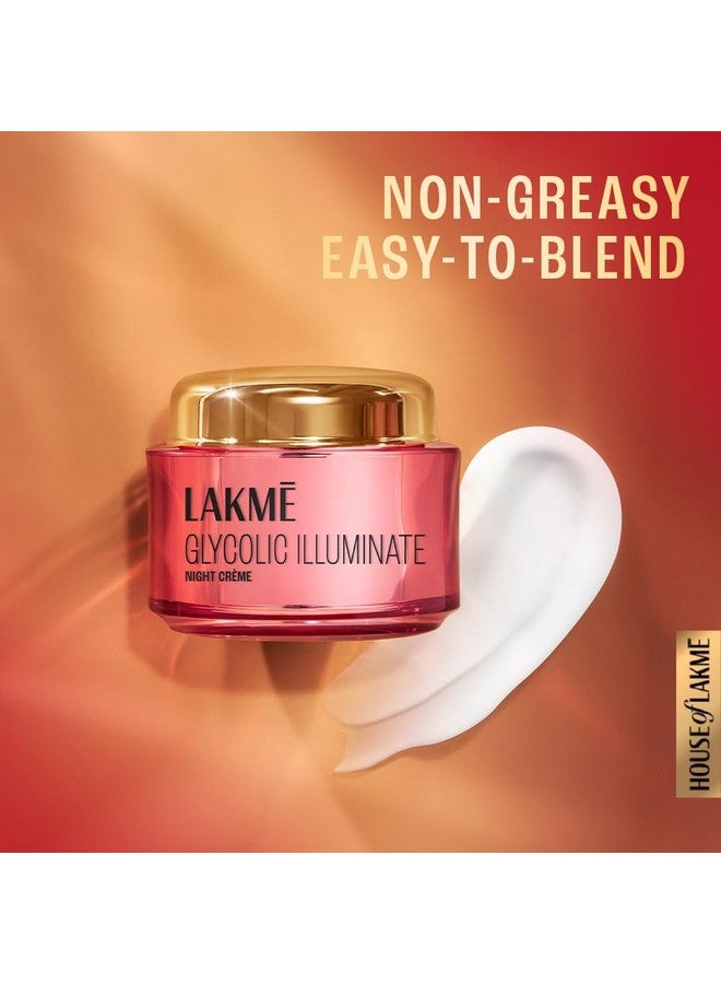 Lakme Glycolic Illuminate Night Cream With Glycolic Acid & 1% Niacinamide For Skin Cell Regeneration, 15G