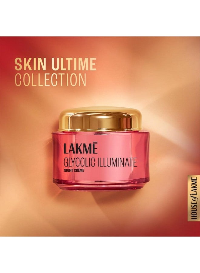 Lakme Glycolic Illuminate Night Cream With Glycolic Acid & 1% Niacinamide For Skin Cell Regeneration, 15G