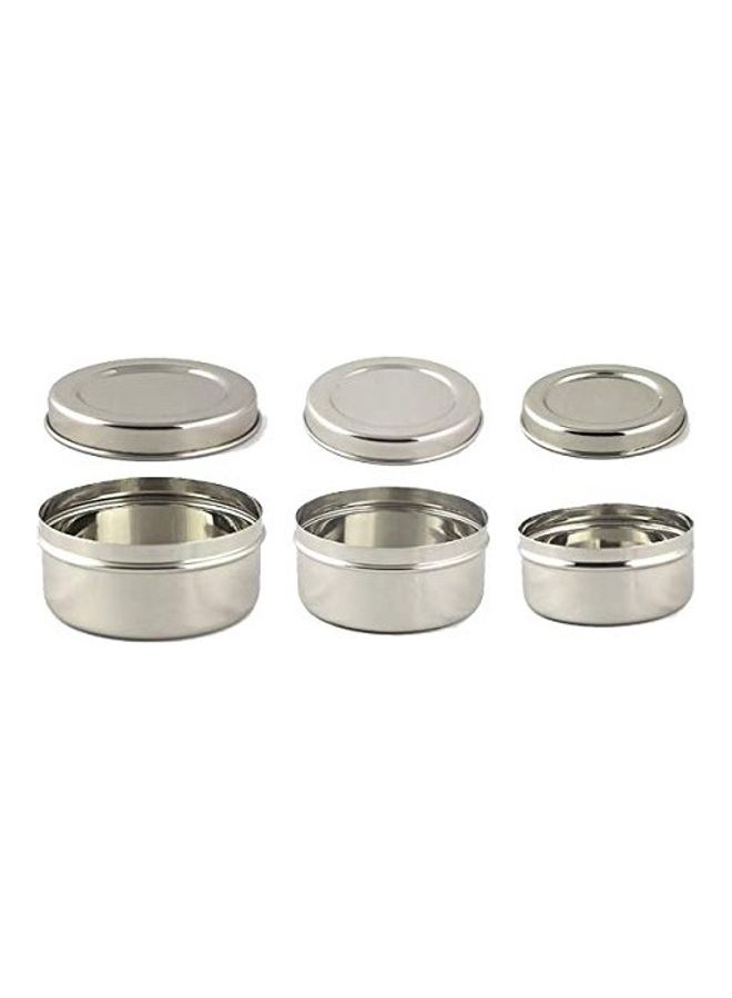 3-Piece Stainless Steel Containers Silver
