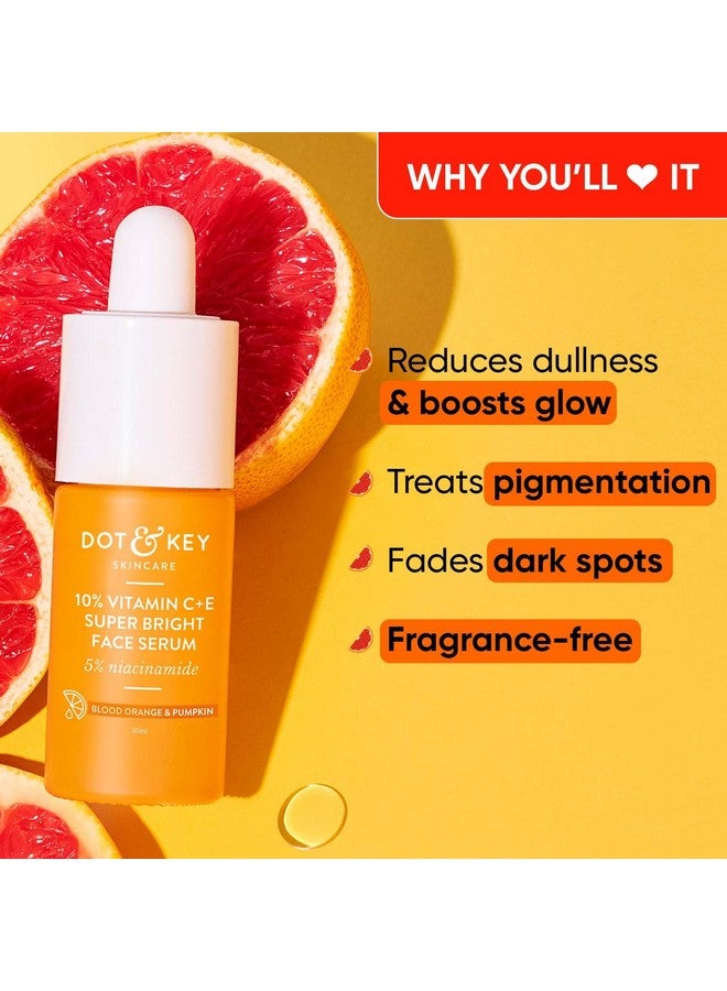 10% Vitamin C + E, 5% Niacinamide Serum | Vitamin C Serum For Glowing Skin | Fades Dark Spots | Vit C Serum With Blood Orange & Pumpkin | For Uneven & Dull Skin | For All Skin Types | 30Ml