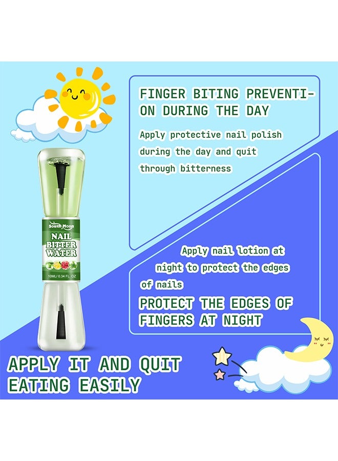 Nail Bitter Water -100% Natural and Kids Safe Bitter Taste, No Bite Nail Polish for Stop Thumb Sucking,  ​Day Night Care 10ml