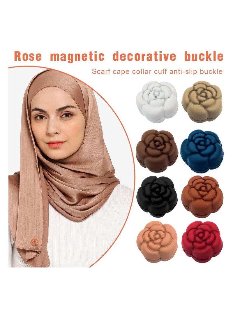 Hijab Rose Shape Magnetic Pins Muslim Scarf Brooches & Dresses Women's Broche 12 Pcs