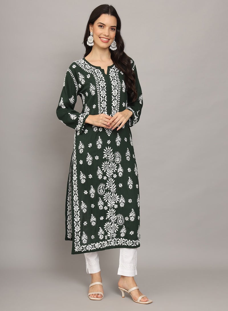 Women Chikankari Hand Embroidered Modal Kurta -AL4042