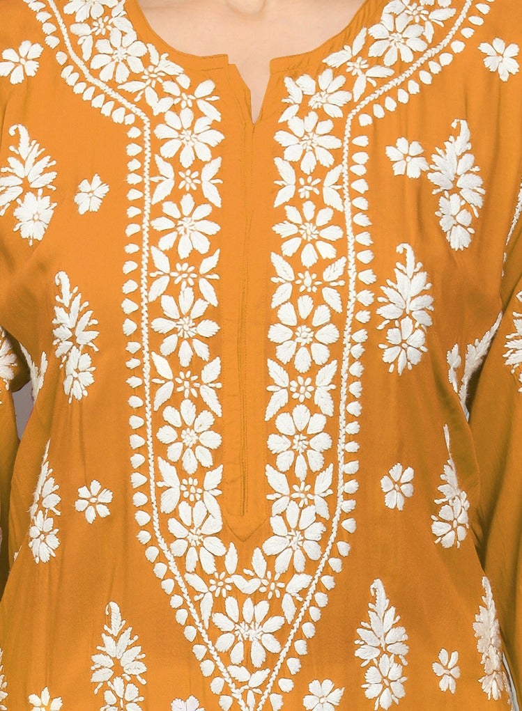 Women Chikankari Hand Embroidered Modal Kurta -AL4042