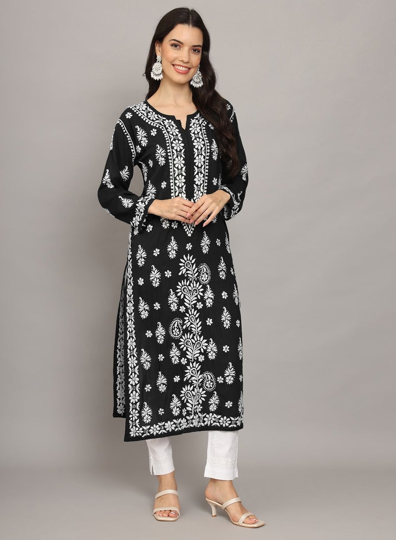 Women Chikankari Hand Embroidered Modal Kurta -AL4042