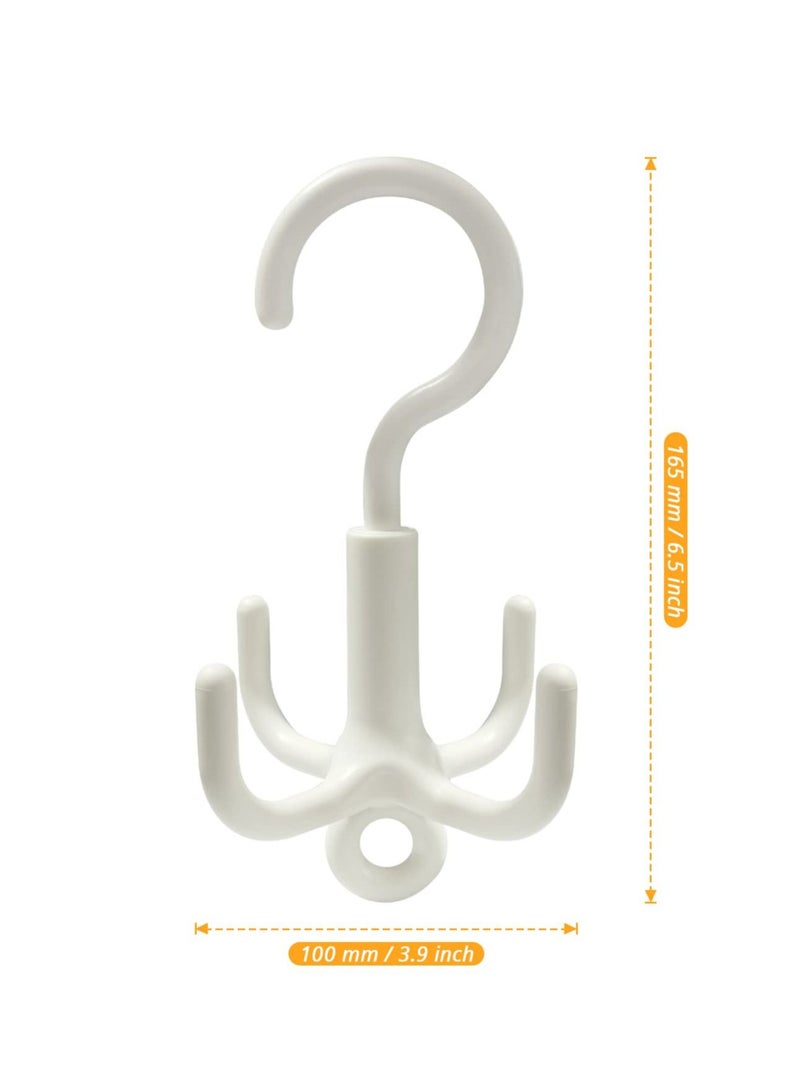 Belt Hanger, Twirl Tie Rack, Scarf Holder Hook for Closet with 4 Claws, 360 Degree Rotating Closet Clothes Hangers, Good for Hanging Scarf, Ties, Hats, Towels, Bags(2 PCS)