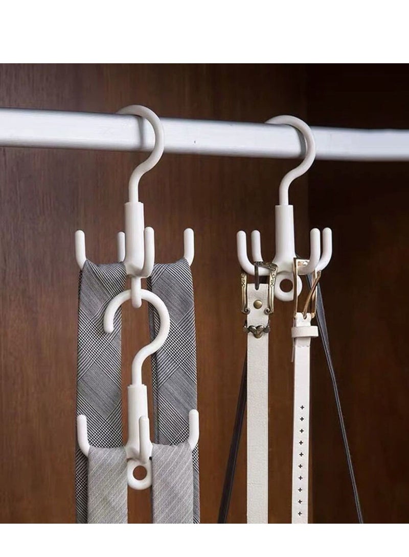 Belt Hanger, Twirl Tie Rack, Scarf Holder Hook for Closet with 4 Claws, 360 Degree Rotating Closet Clothes Hangers, Good for Hanging Scarf, Ties, Hats, Towels, Bags(2 PCS)